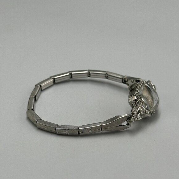 Vintage Hamilton Dinhofer Watch Women Platinum Diamond Bezel Manual Stretch main image 10